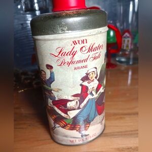 Avon Lady Skater Perfumed Talc Holiday Tin, Ariane Scent